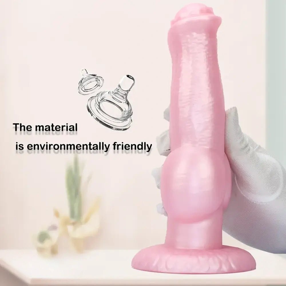 Pink silicone knotted animal dildo, photo 6