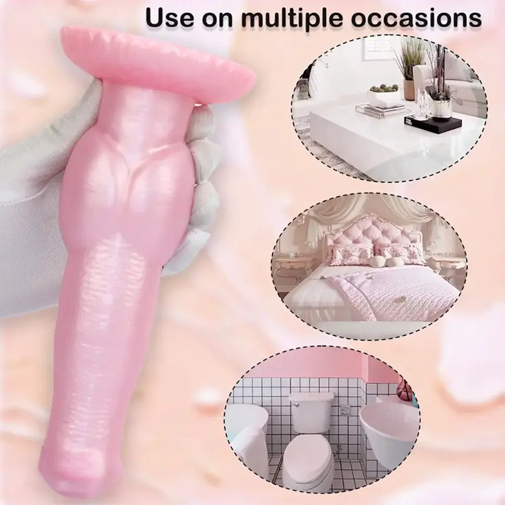 Pink silicone knotted animal dildo, photo 9