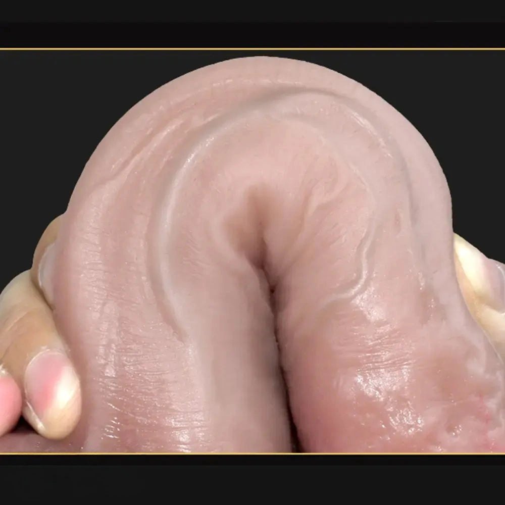Flesh-tone curved silicone realistic dildo with suction cup base, photo 10