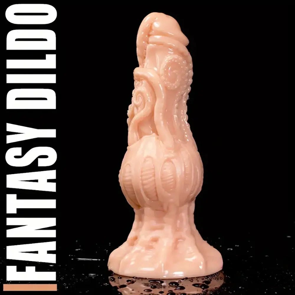 Flesh-tone fantasy dildo with swirled knot texture, photo 1