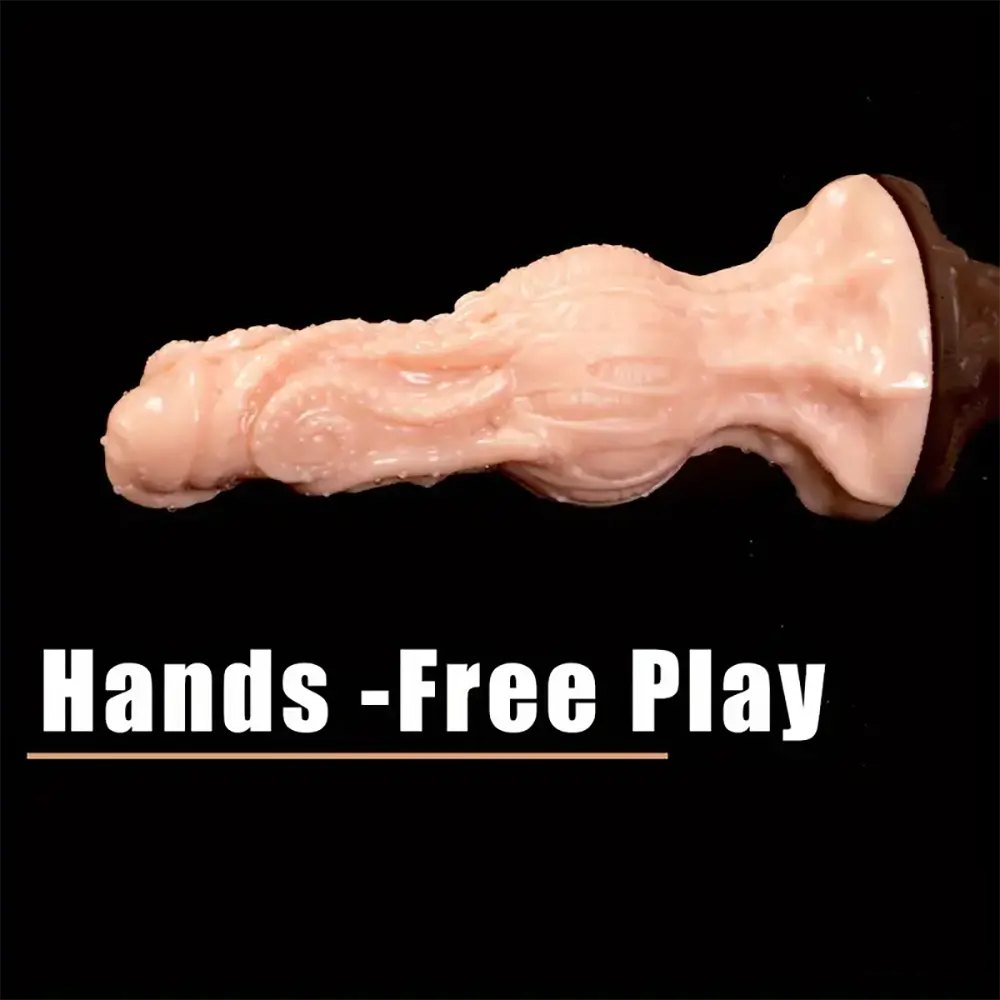 Flesh-tone fantasy dildo with swirled knot texture, photo 4