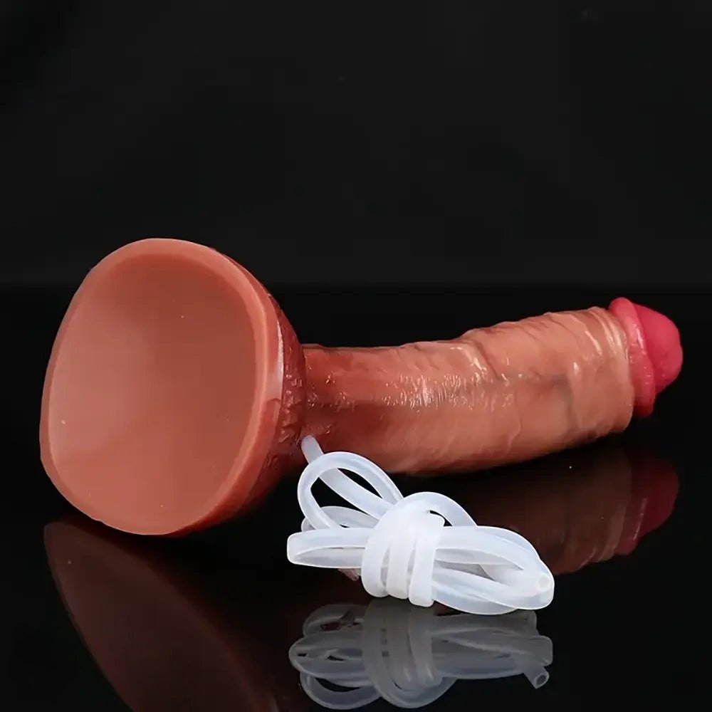 Brown silicone realistic squirting dildo, photo 3