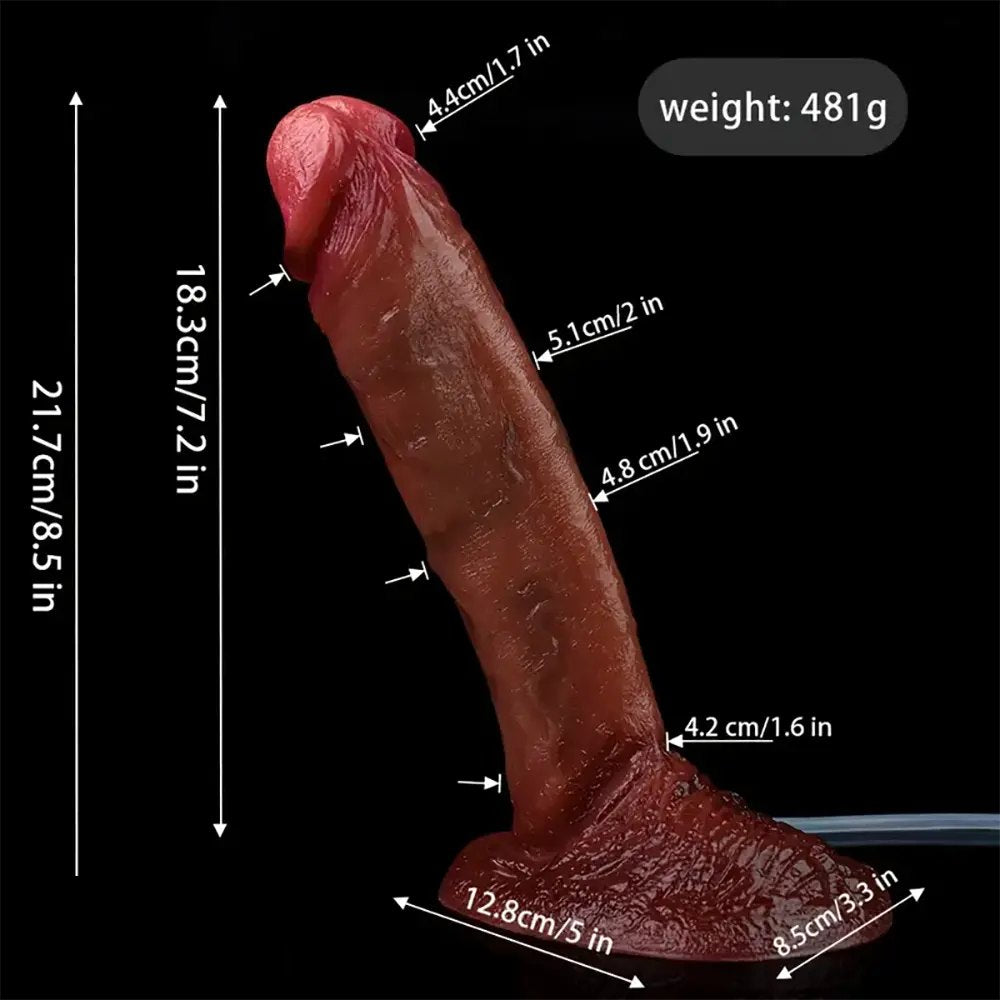Brown silicone realistic squirting dildo, photo 5
