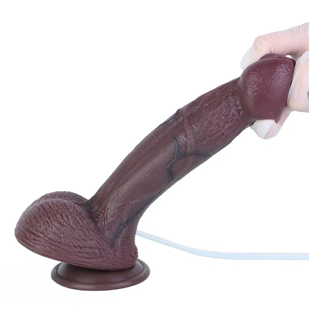 Coffee-tone silicone squirting dildo, photo 13