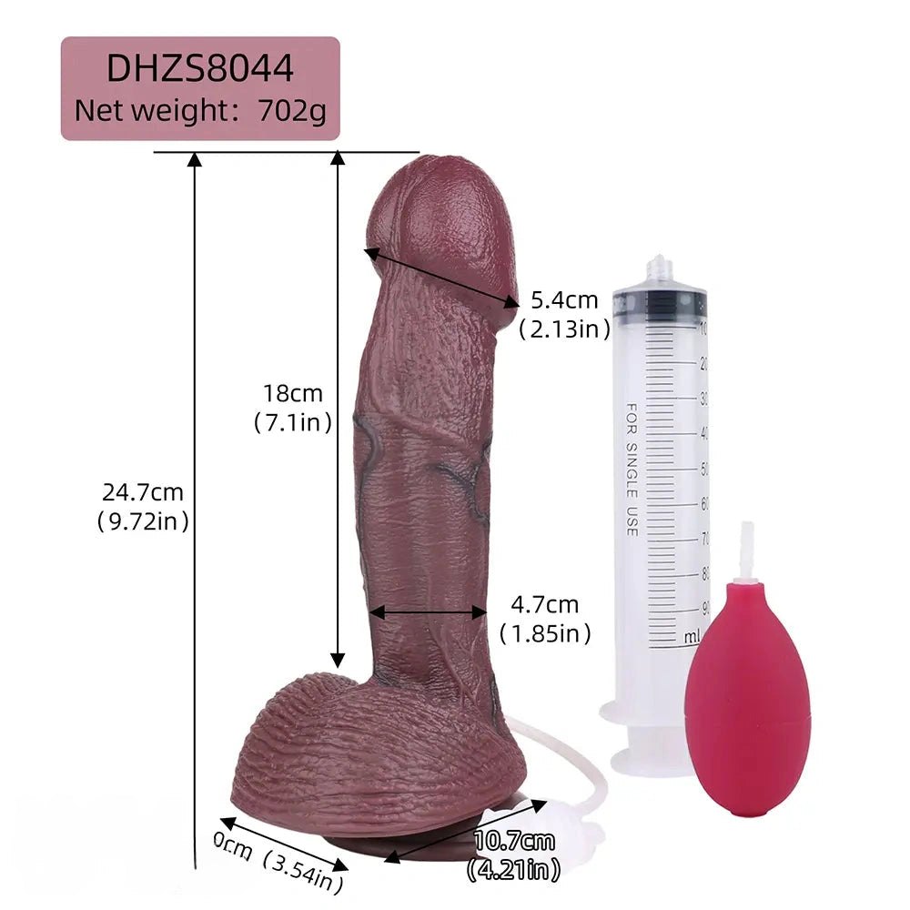 Coffee-tone silicone squirting dildo, photo 7