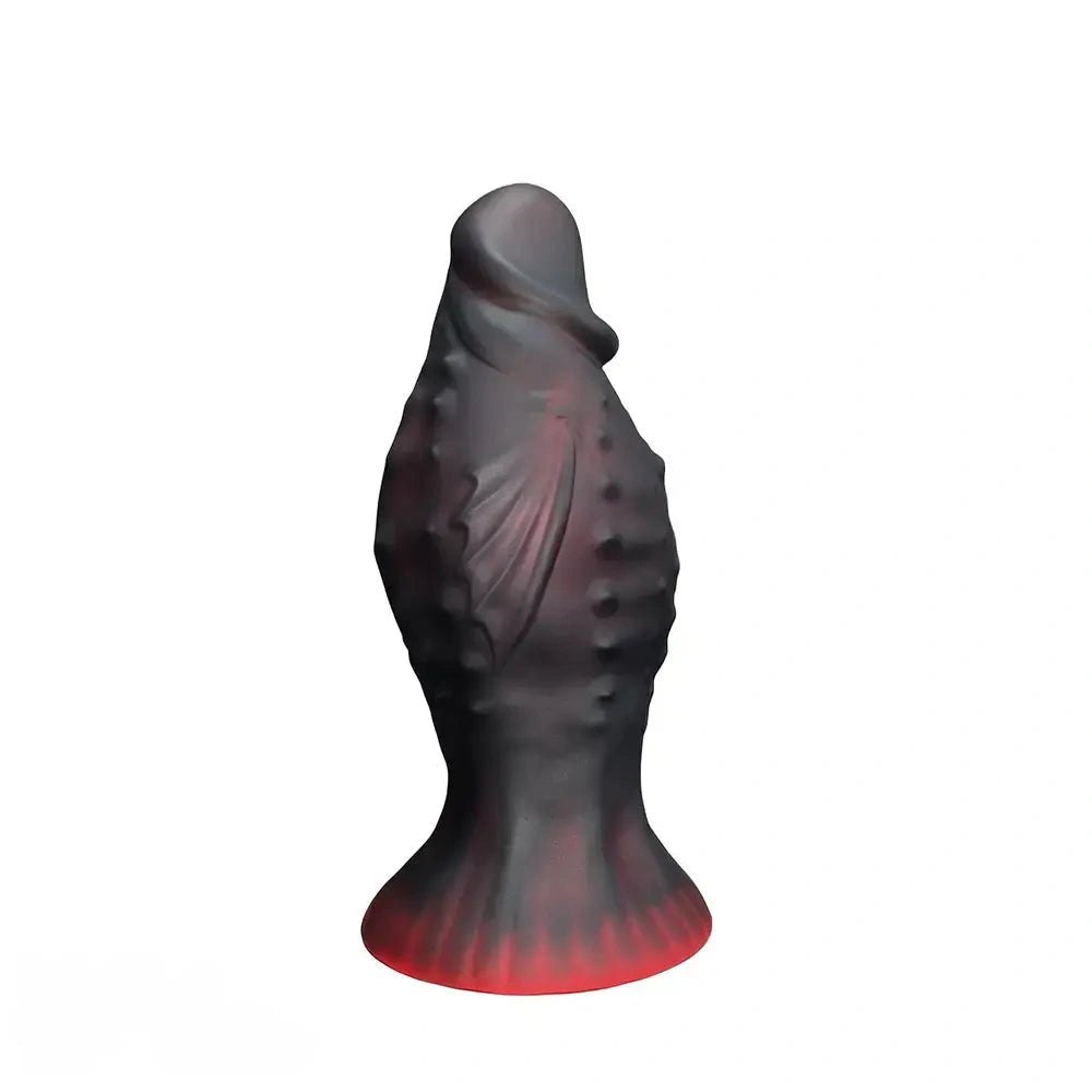 Black silicone dragon dildo with spiked ridge, photo 1