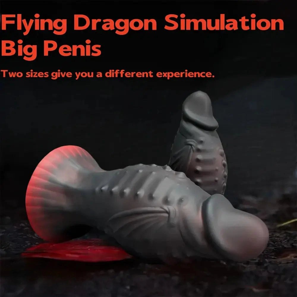 Black silicone dragon dildo with spiked ridge, photo 3