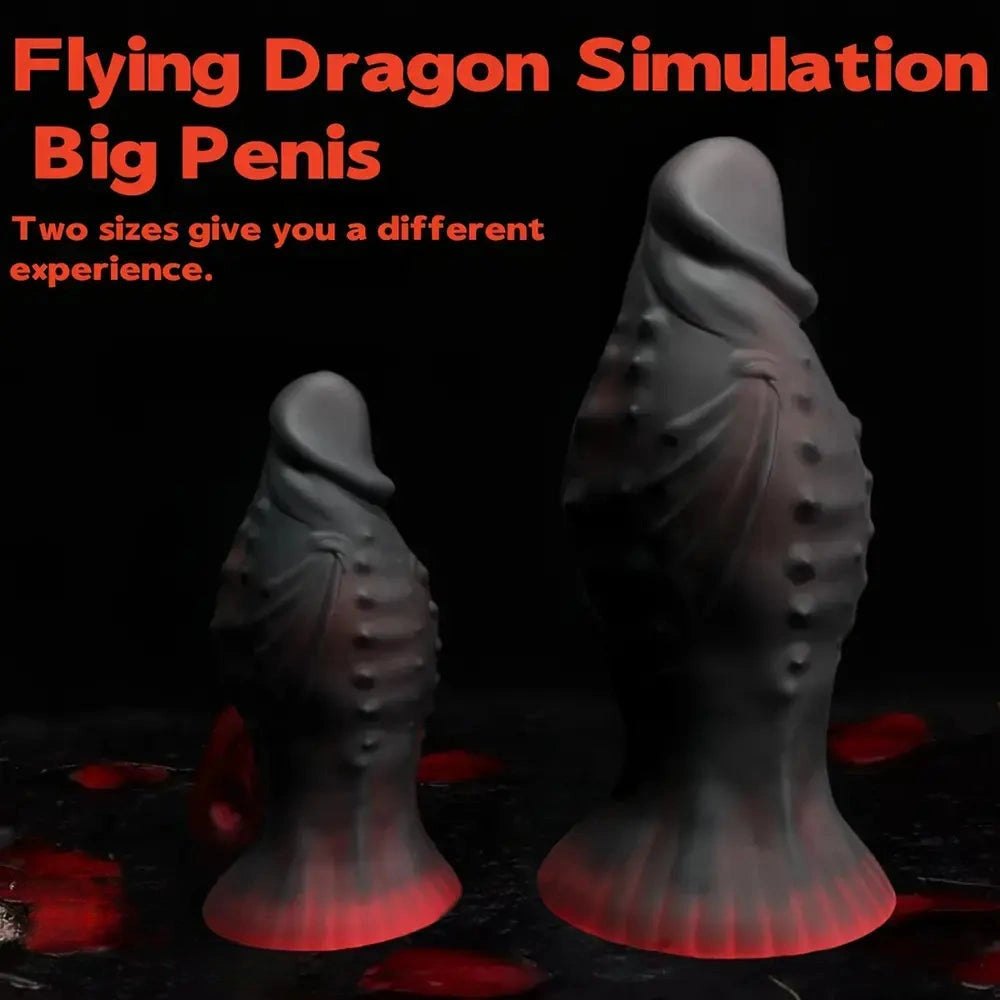 Black silicone dragon dildo with spiked ridge, photo 6