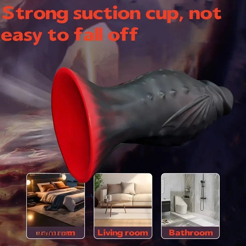 Black silicone dragon dildo with spiked ridge, photo 7