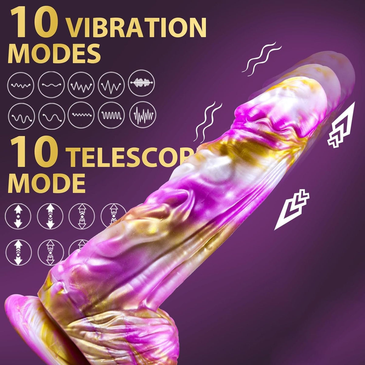 Pink and gold marbled fantasy dildo, photo 2