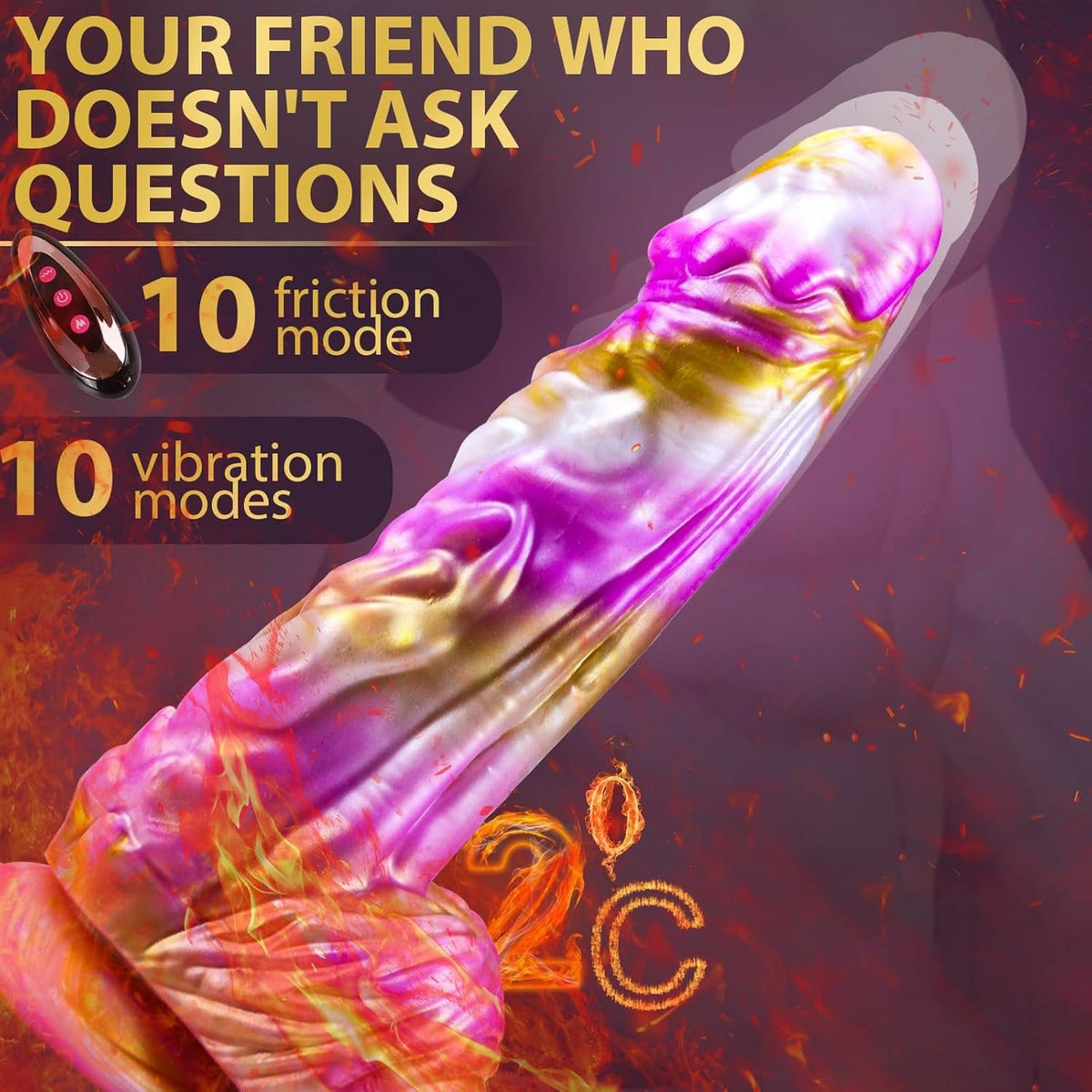 Pink and gold marbled fantasy dildo, photo 3