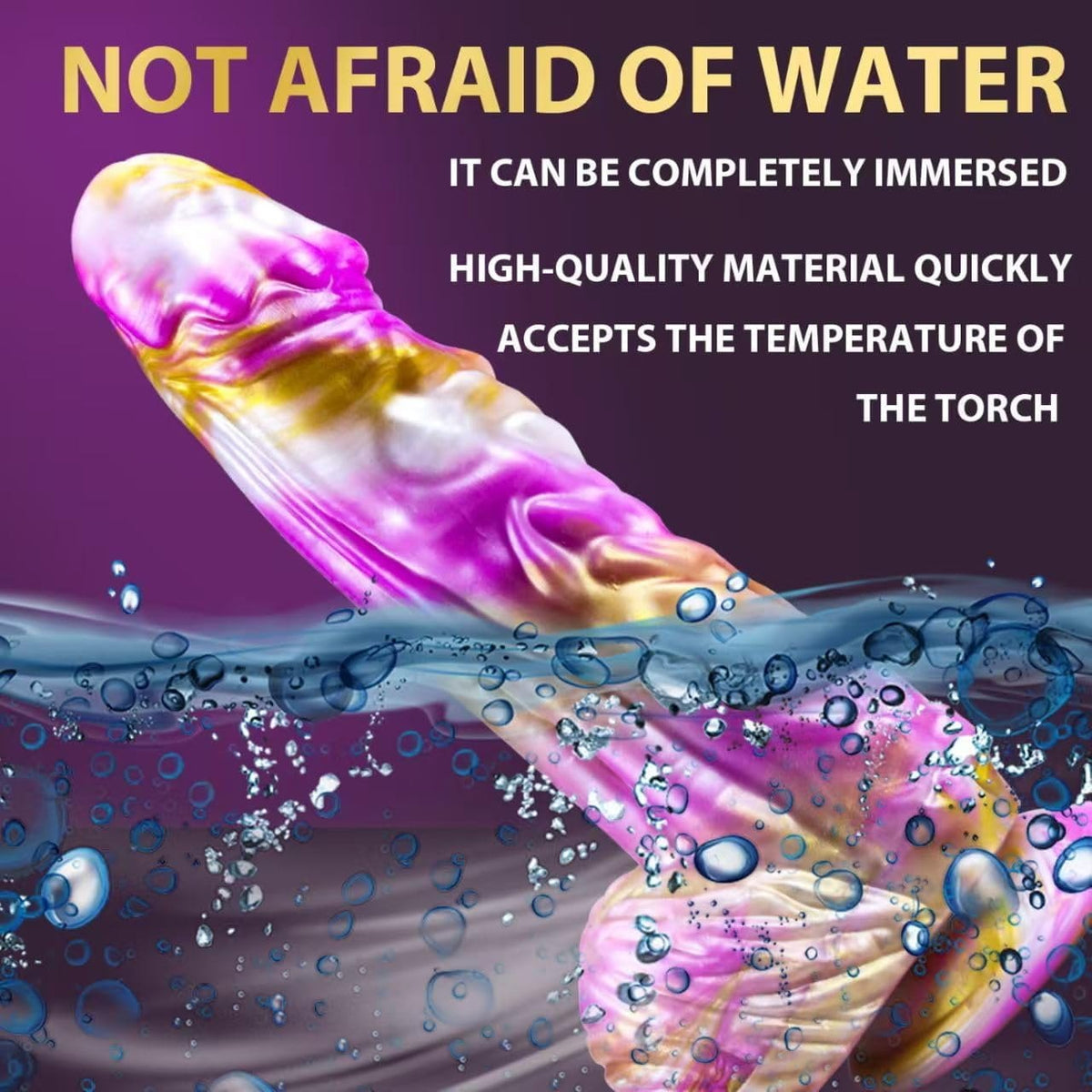 Pink and gold marbled fantasy dildo, photo 4