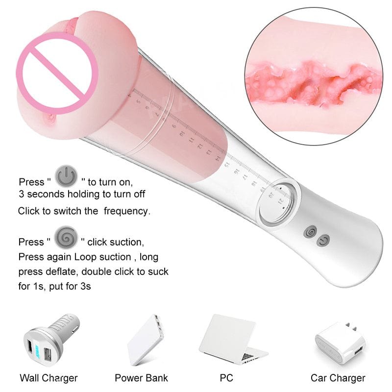 White vibrating penis vacuum pump, photo 4