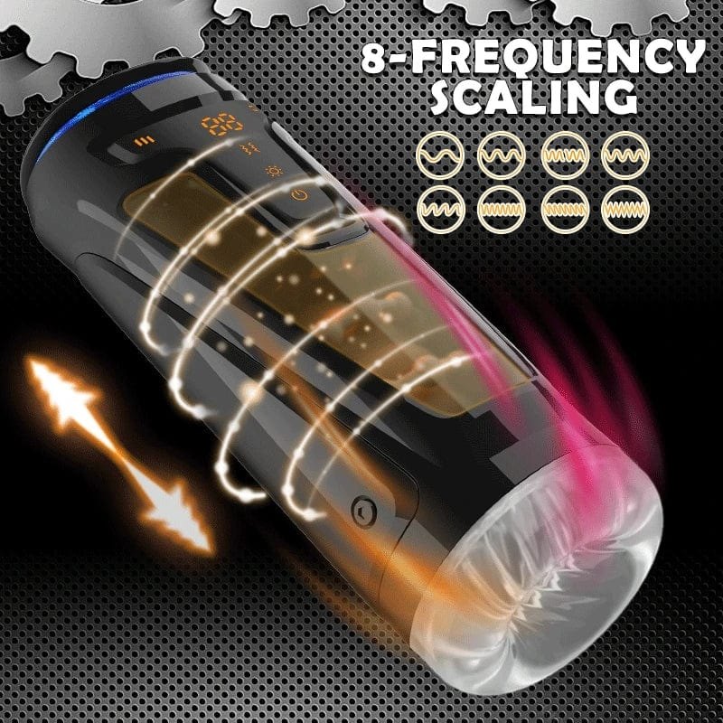 Dark grey vibrating thrusting male masturbator, photo 2