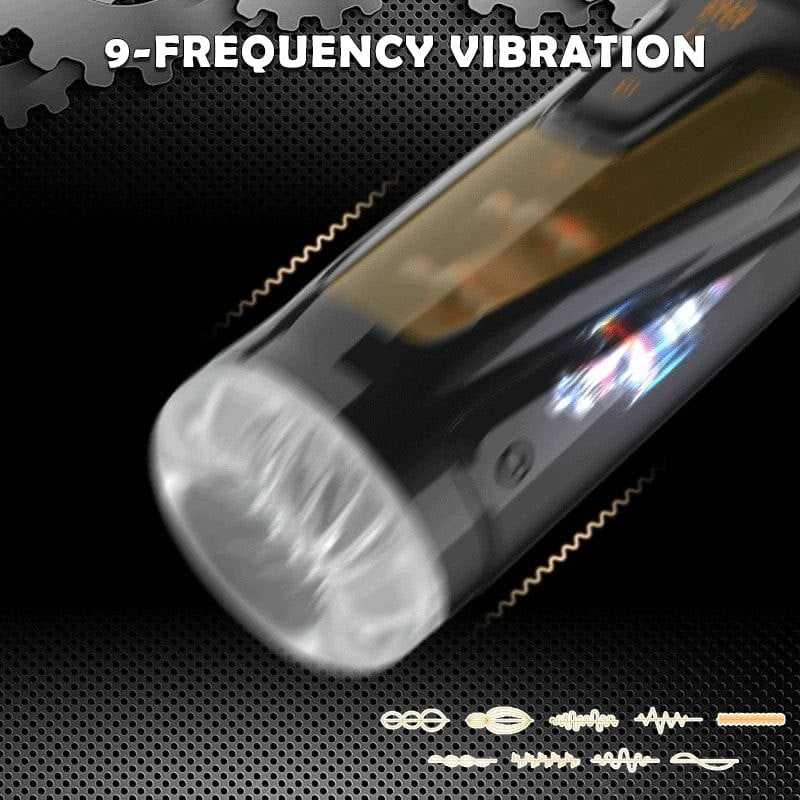 Dark grey vibrating thrusting male masturbator, photo 3