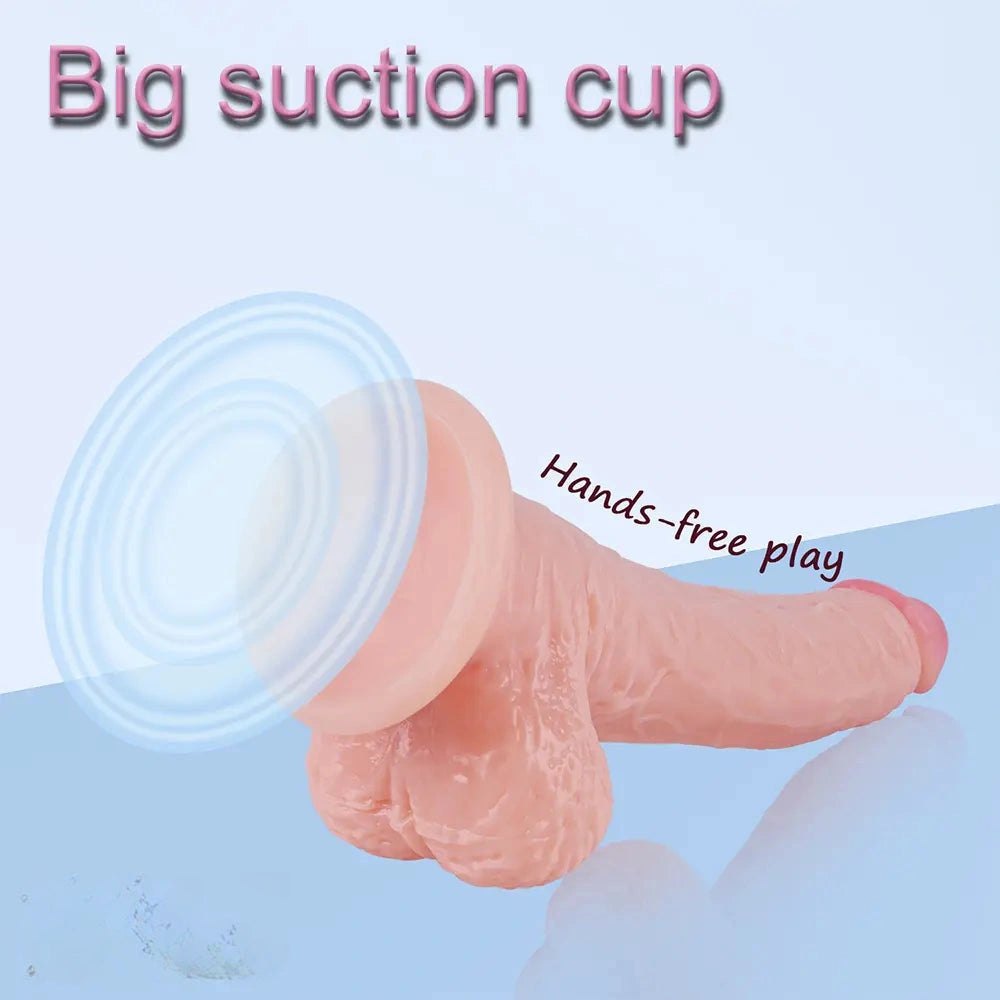 Flesh-tone realistic PVC dildo with suction cup base, photo 11