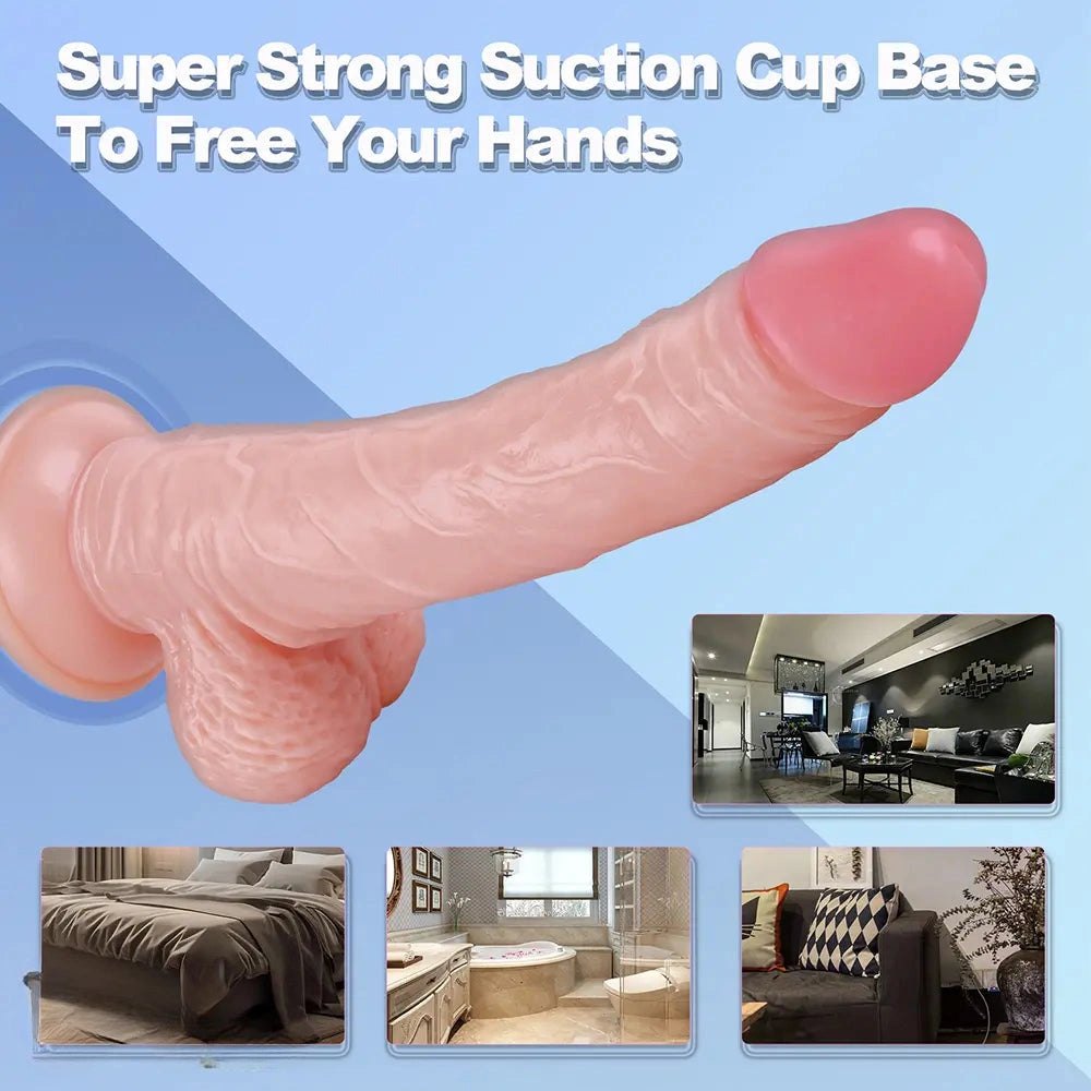 Flesh-tone realistic PVC dildo with suction cup base, photo 14