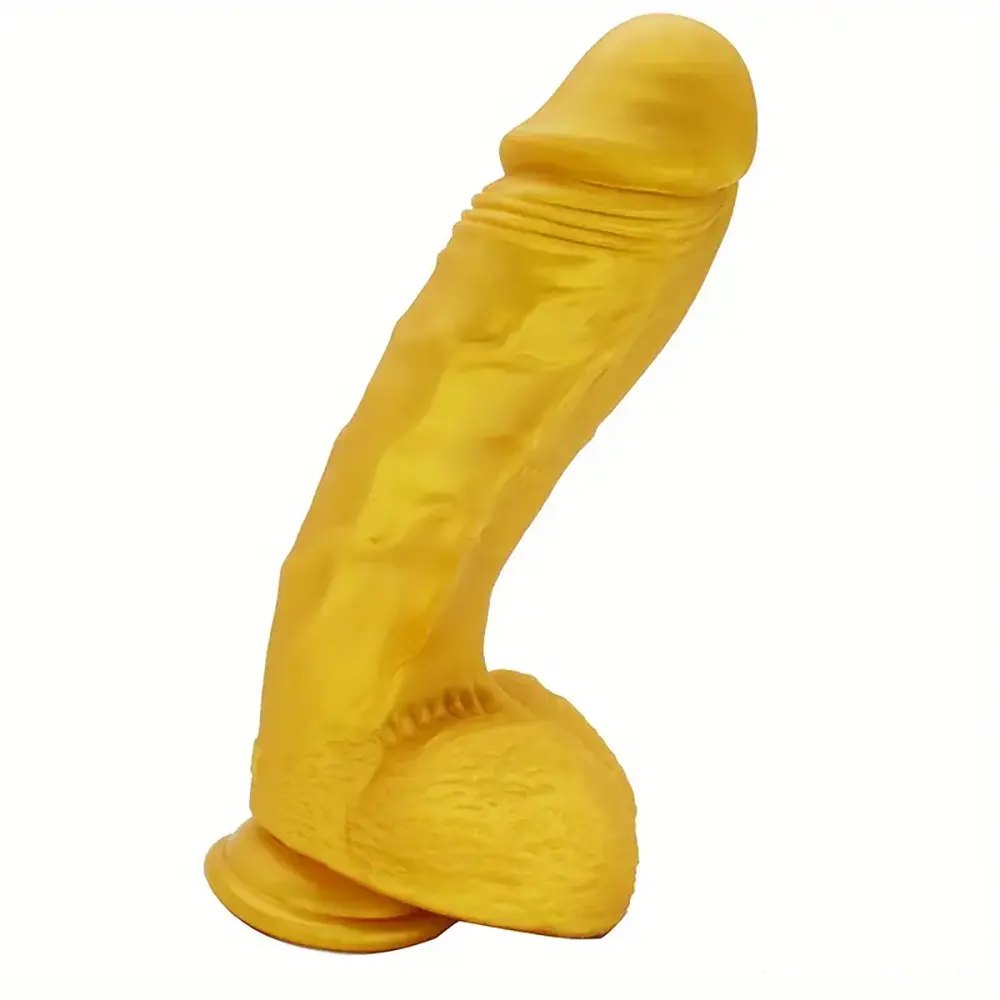 Gold realistic silicone suction cup dildo