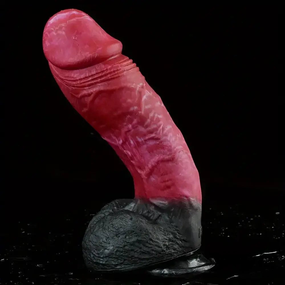 Red realistic silicone suction cup dildo