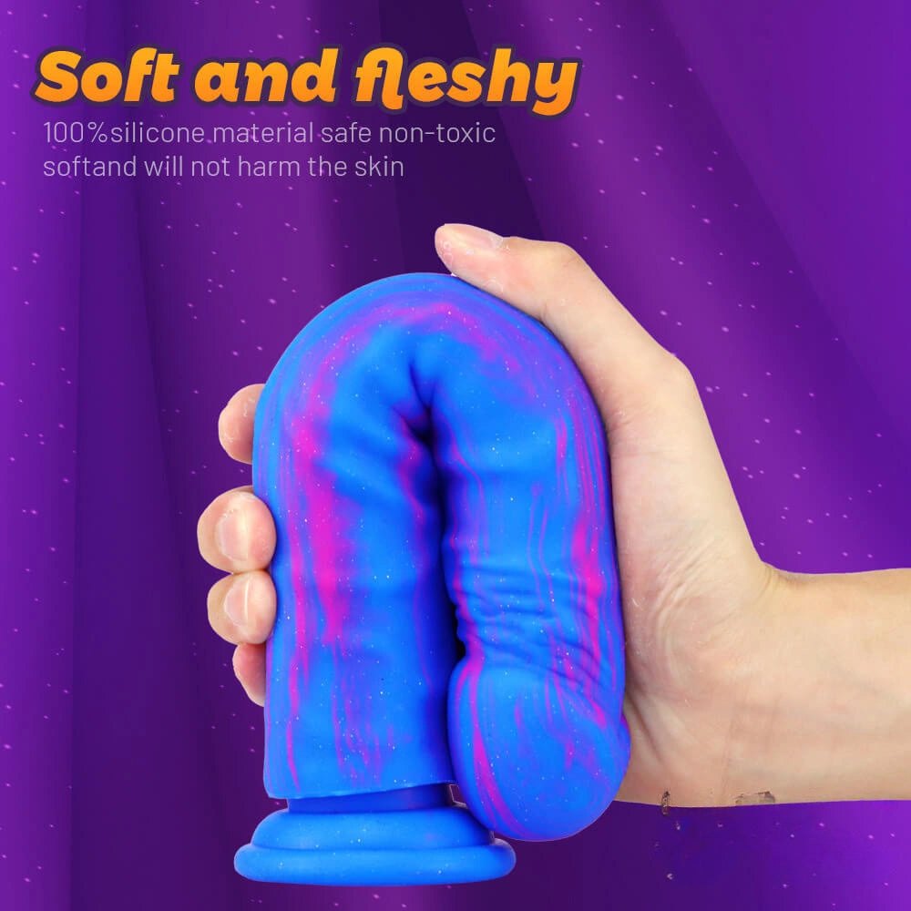 Multi-color silicone dildo with suction cup base, photo 2