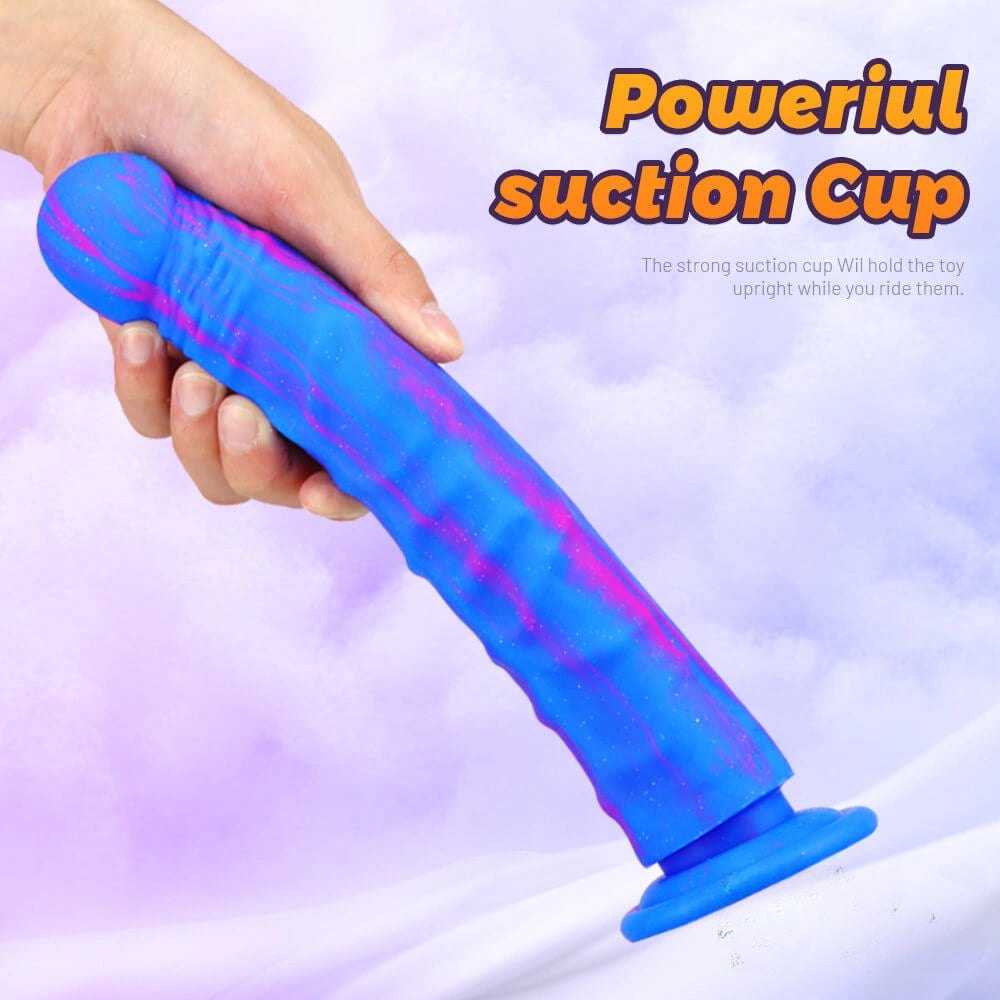 Multi-color silicone dildo with suction cup base, photo 3