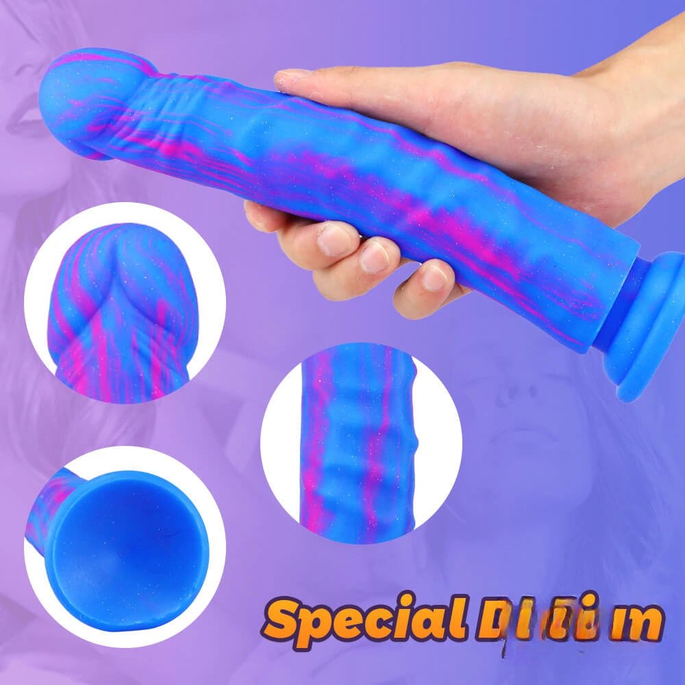 Multi-color silicone dildo with suction cup base, photo 5