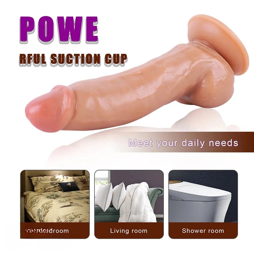 Flesh tone realistic PVC dildo with suction cup base, photo 13
