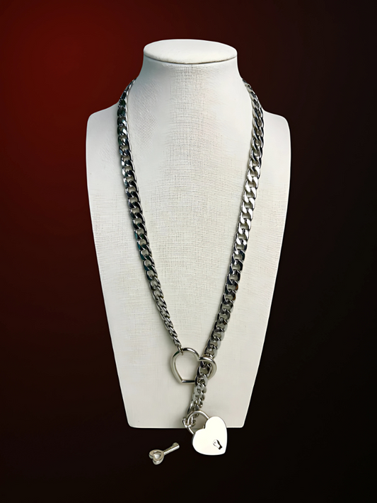 Curb-Black-Lock-Heart-Slip-Chain-26inch-WildNightX