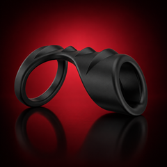 Black silicone Dragon Ribbed Ring with double loop and dragon-scale ridges 1