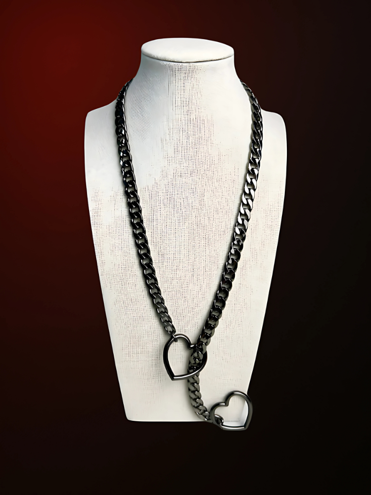 Couple-Heart-Slip-Chain-Necklace-25inch-Black-WildNightX