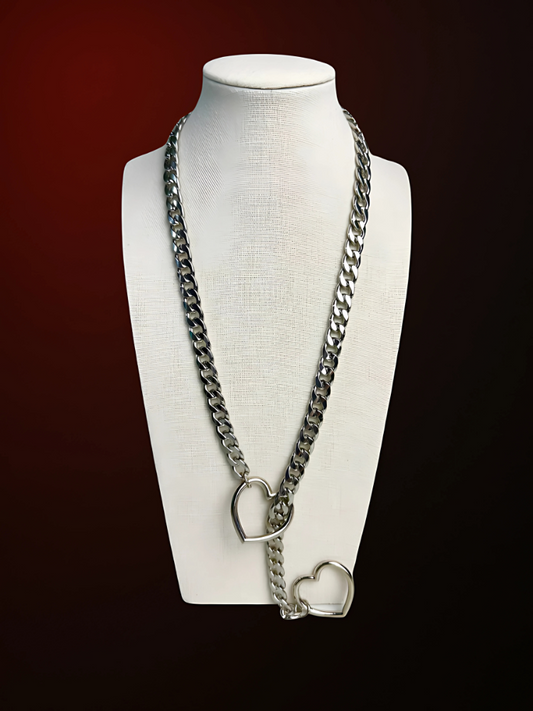 Couple-Heart-Slip-Chain-Necklace-25inch-White-WildNightX