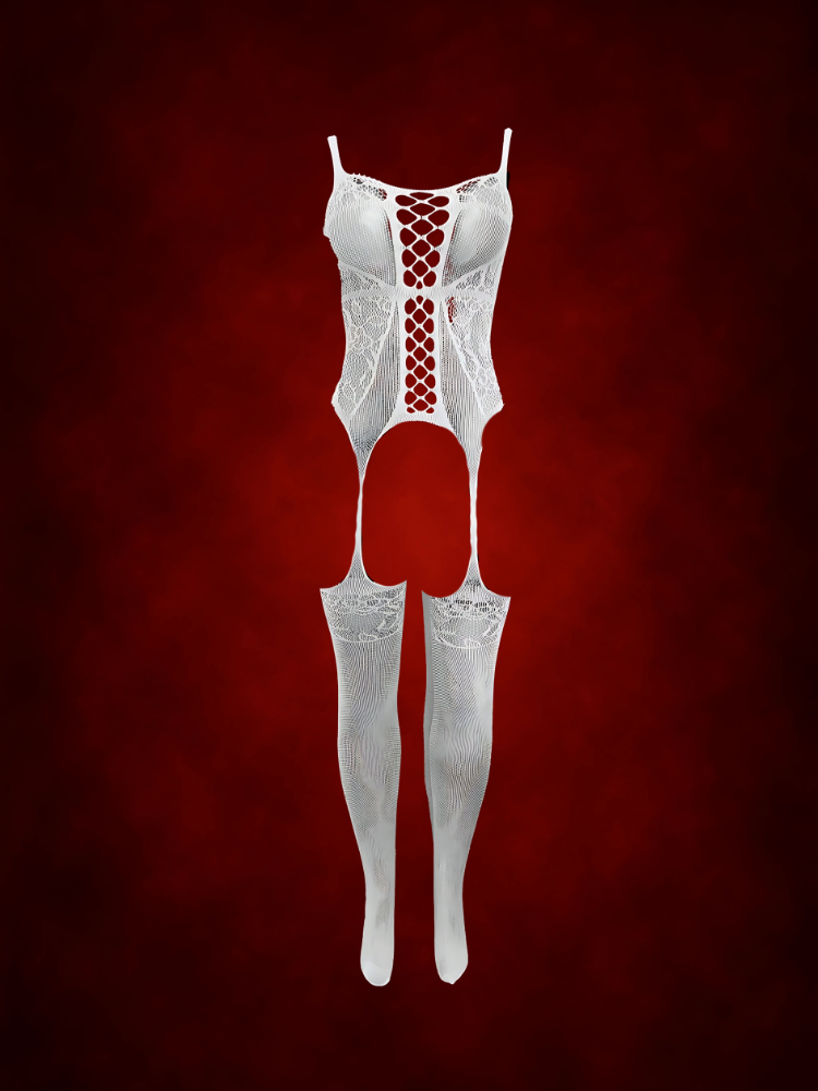 Hollow Crotchless lingerie set for women in use – WildNightX
