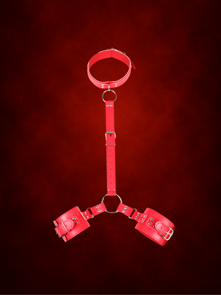 Leather Axis Kit bondage handcuffs and collar for couples size comparison – WildNightX