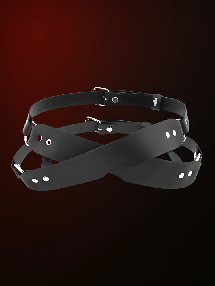 Leather Blindfold for couples close-up detail – WildNightX