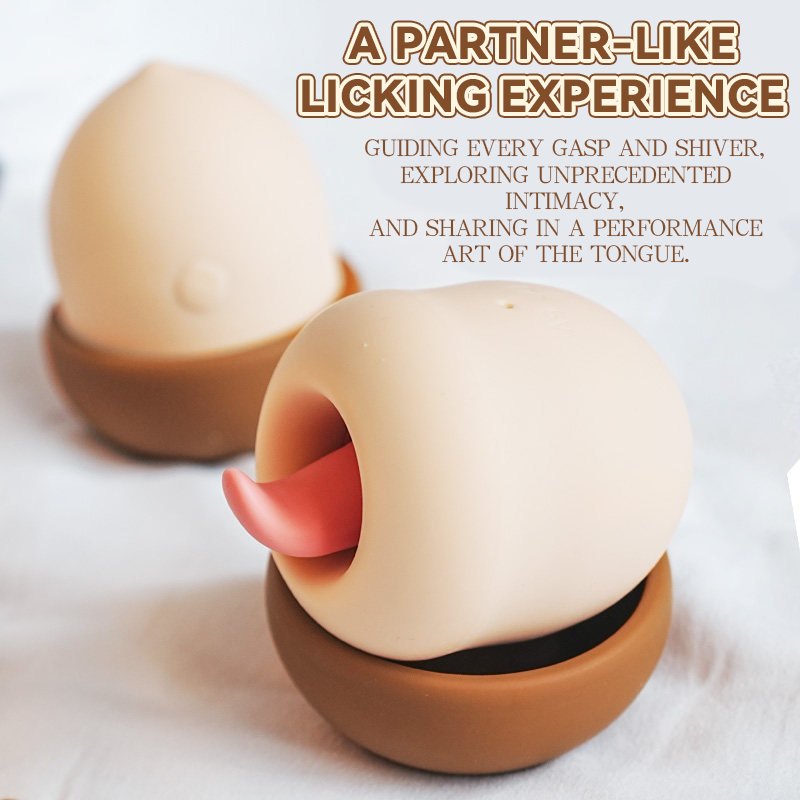 Cream acorn shaped tongue licking vibrator, photo 2