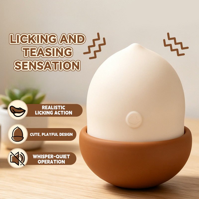 Cream acorn shaped tongue licking vibrator, photo 3