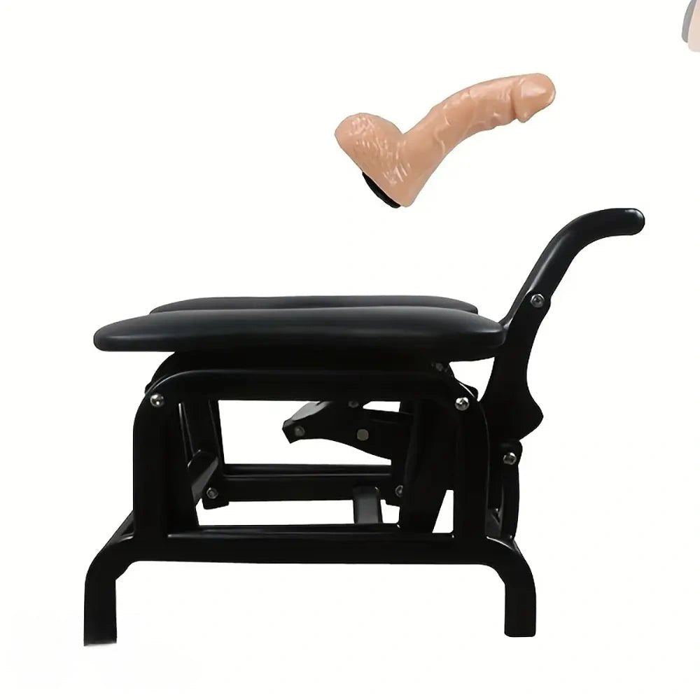 Black steel bondage chair with dildo attachment, photo 2