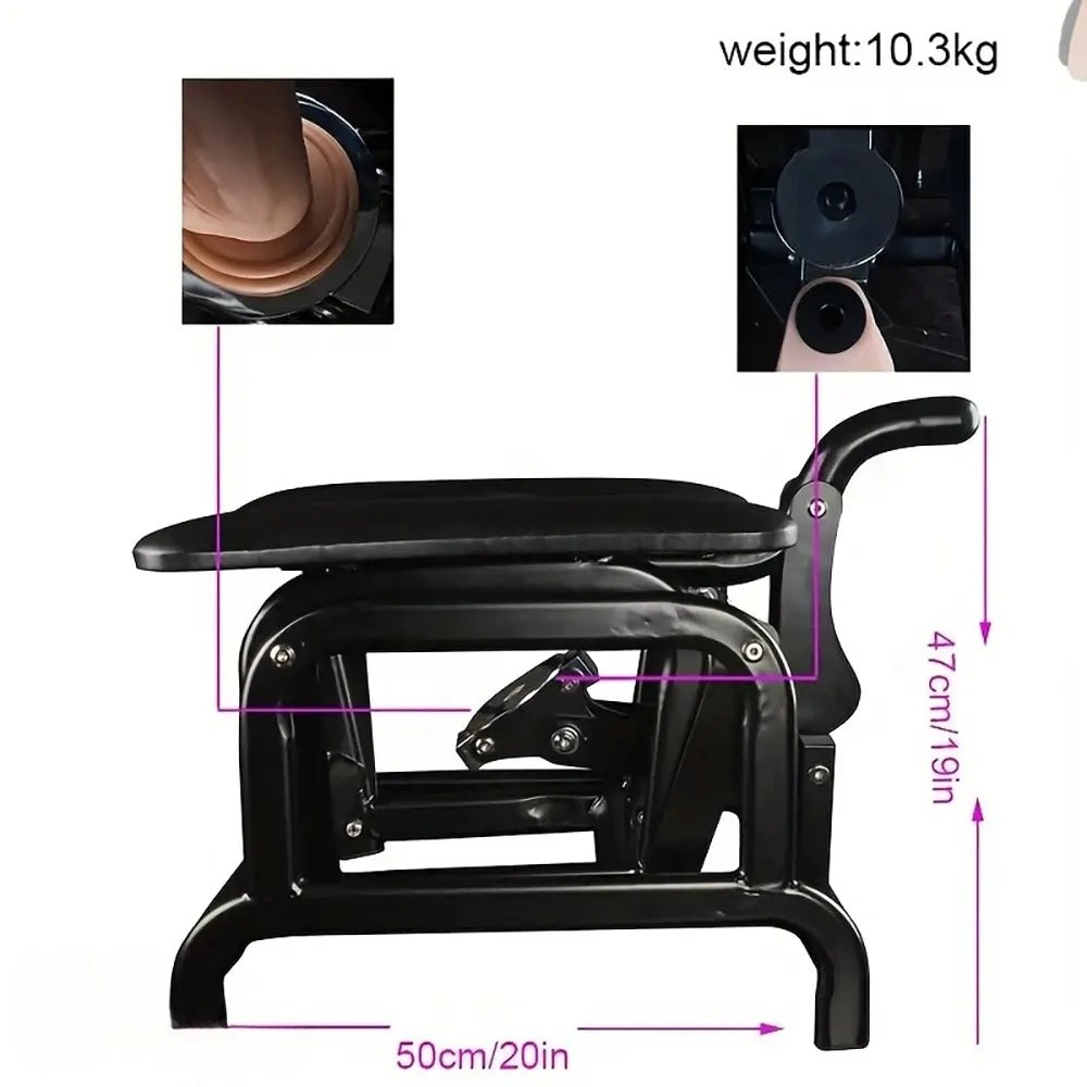 Black steel bondage chair with dildo attachment, photo 5