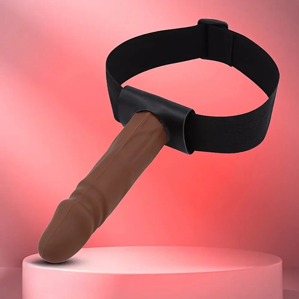 Bronze textured bondage mouth gag with head strap