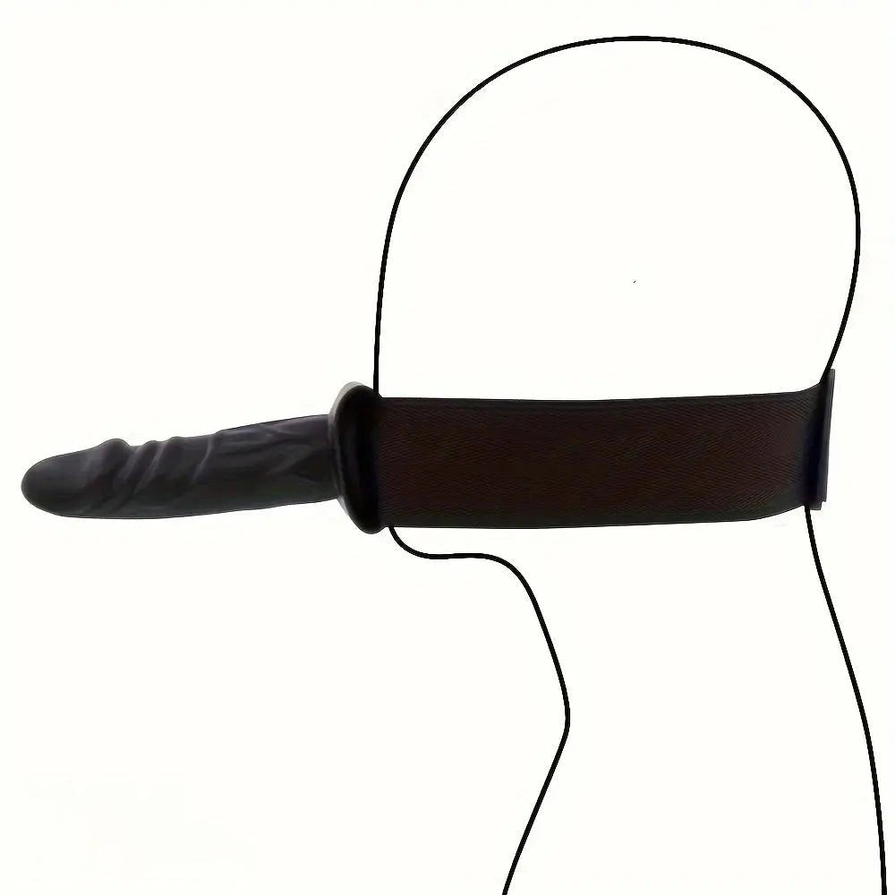 Textured bondage mouth gag with head strap, photo 2