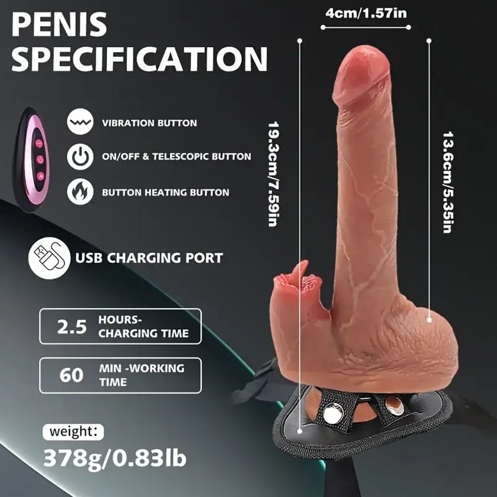 Flesh silicone strap-on dildo with adjustable harness, photo 2