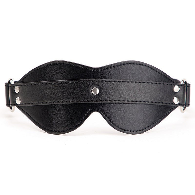 Black pu leather bondage blindfold, photo 1