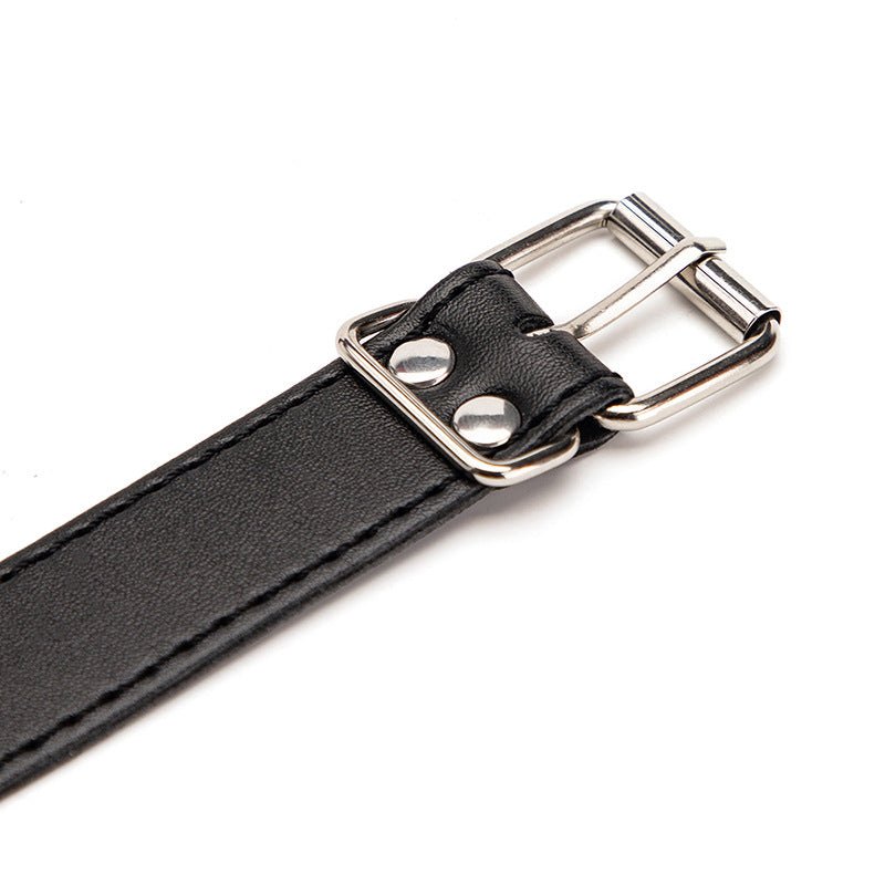Black pu leather bondage blindfold, photo 4
