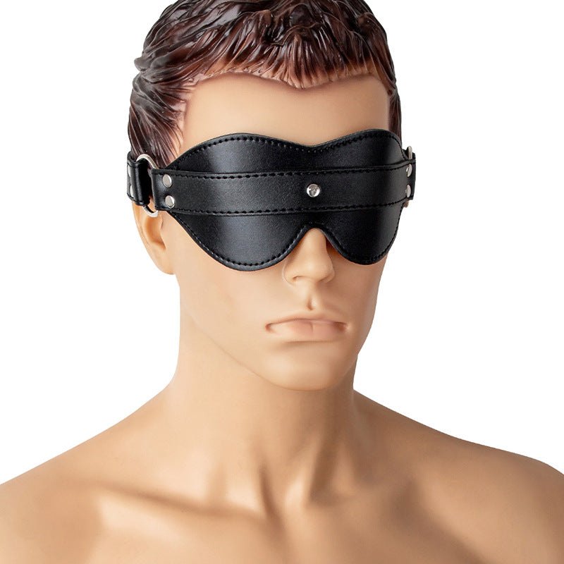 Black pu leather bondage blindfold, photo 5