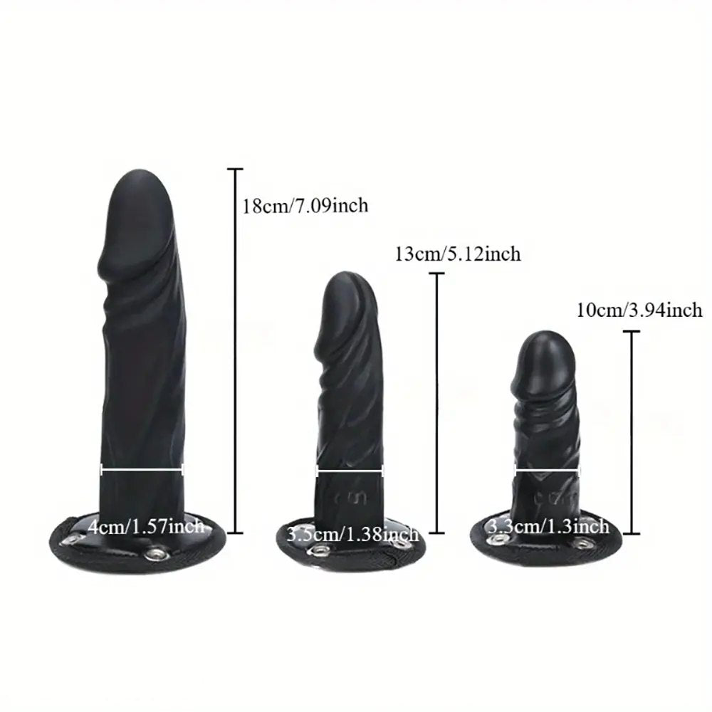 Black PVC strap-on harness with dildos, photo 3
