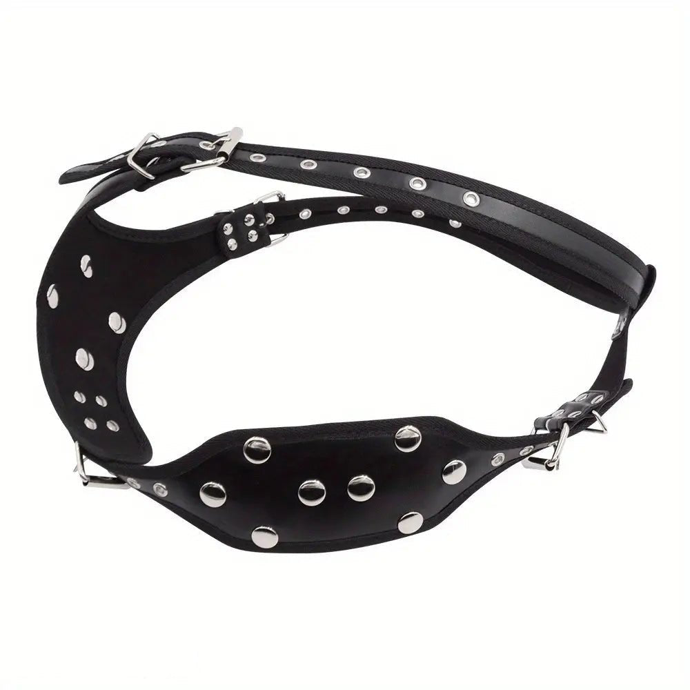 Black PVC strap-on harness with dildos, photo 9