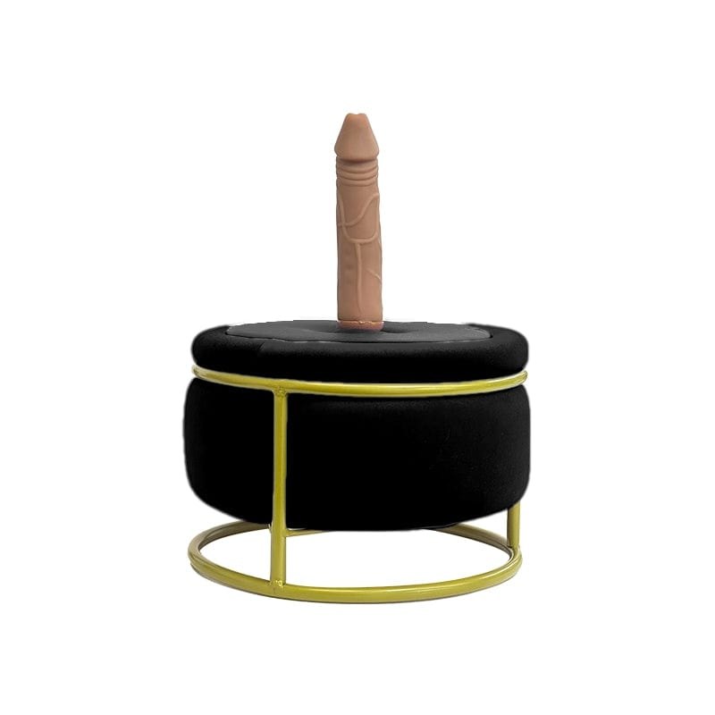 Black adjustable thrusting sex machine chair with dildo attachment