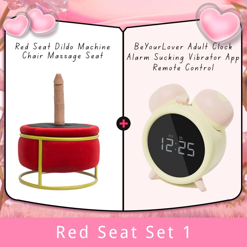 Red Seat Set 1 adjustable thrusting sex machine chair with dildo attachment