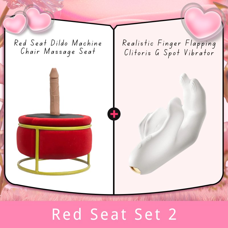 Red Seat Set 2 adjustable thrusting sex machine chair with dildo attachment