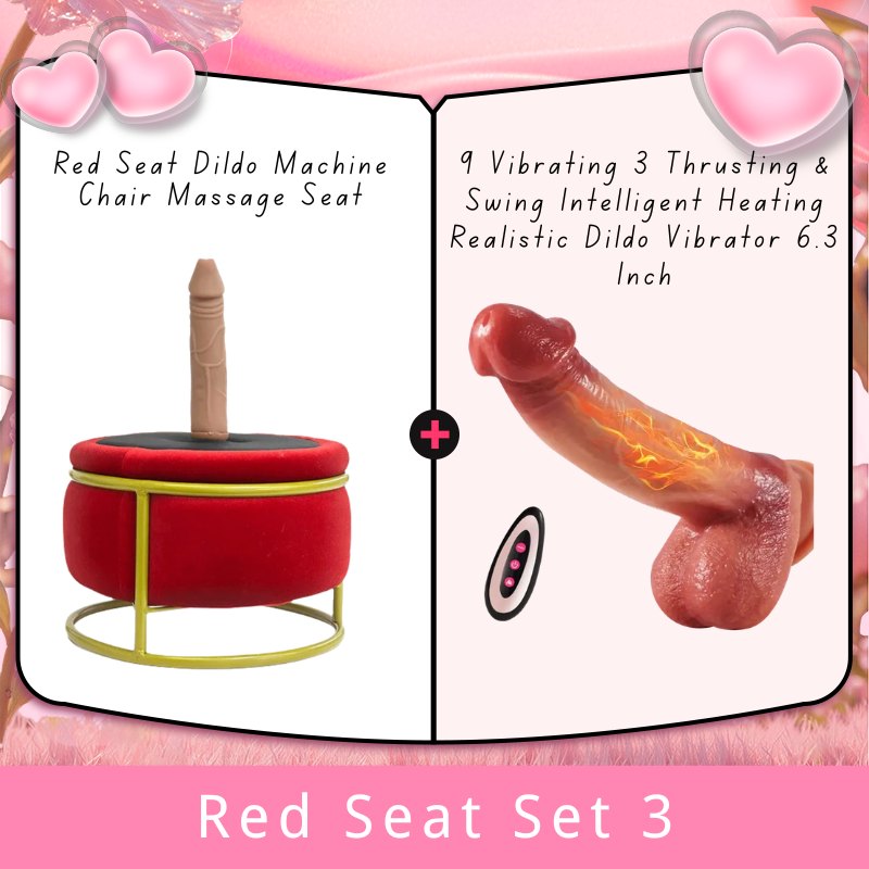 Red Seat Set 3 adjustable thrusting sex machine chair with dildo attachment
